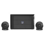 Kali Audio IN-UNF Ultra Nearfield 3-way studio monitor system with black finish and detailed speaker components.