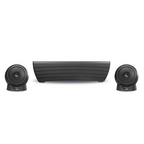 Kali Audio IN-UNF Ultra Nearfield 3-way studio monitor system with sleek black finish and detailed drivers.