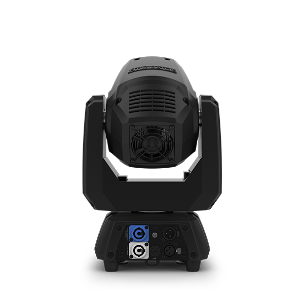 Black Chauvet DJ Intimidator Spot 260X moving stage light with adjustable lens and multiple color options, used for dynamic stage lighting.