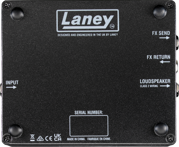 Laney Ironheart LOUD pedal amplifier effects pedal with a compact design and control knobs for guitar tone shaping.