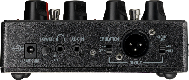 Laney Ironheart LOUD effects pedal for guitar, showing the compact pedal with control knobs and input/output ports.