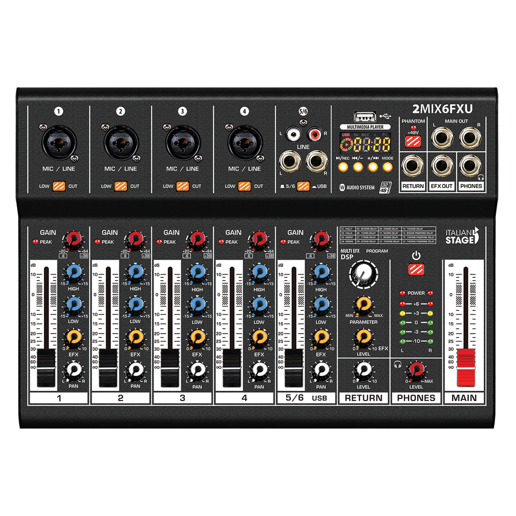 Italian Stage 2MIX6FXU 6 -Channel Stereo Mixer