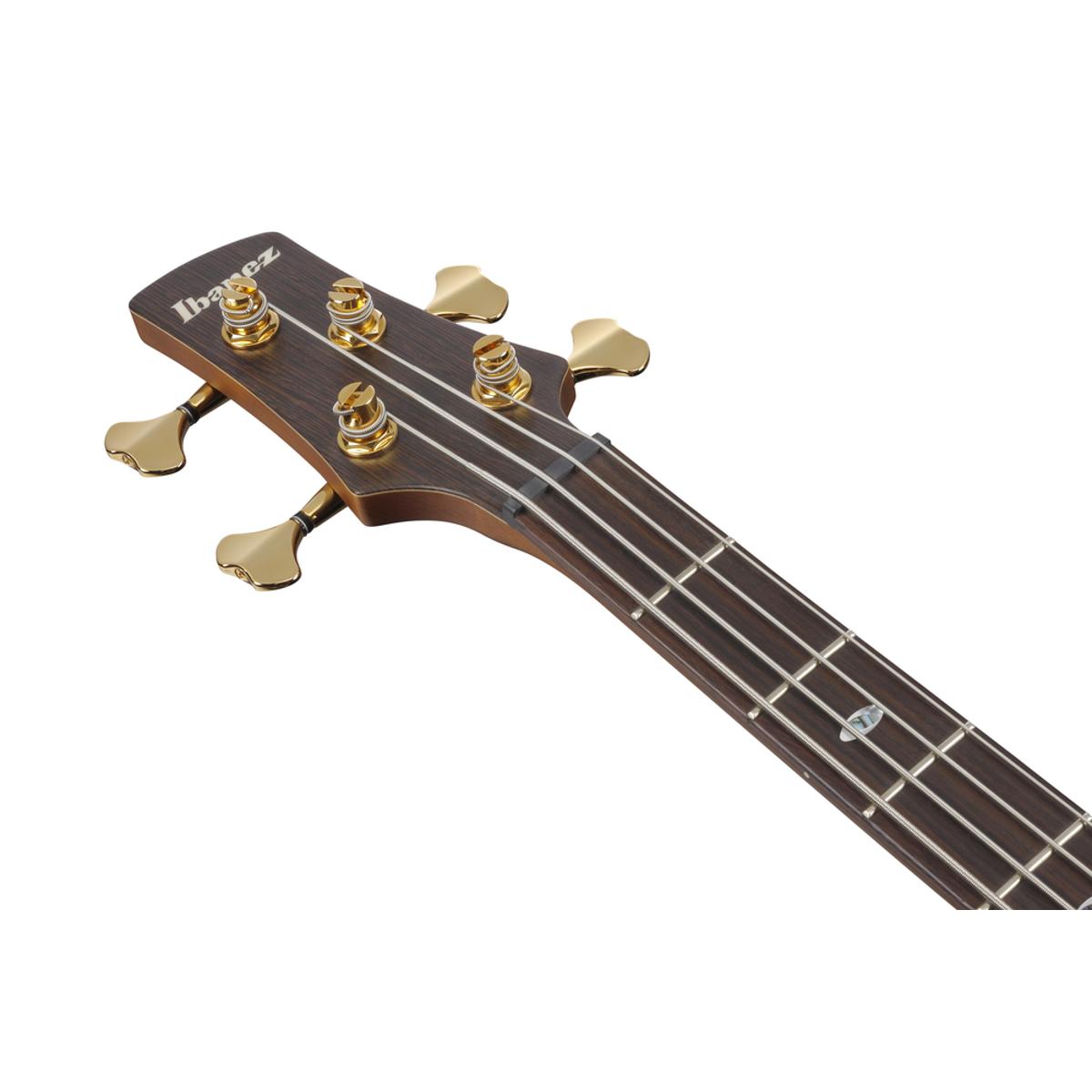 Black Ibanez SR3500BK Prestige electric bass guitar with a case, featuring sleek design and high-quality craftsmanship.