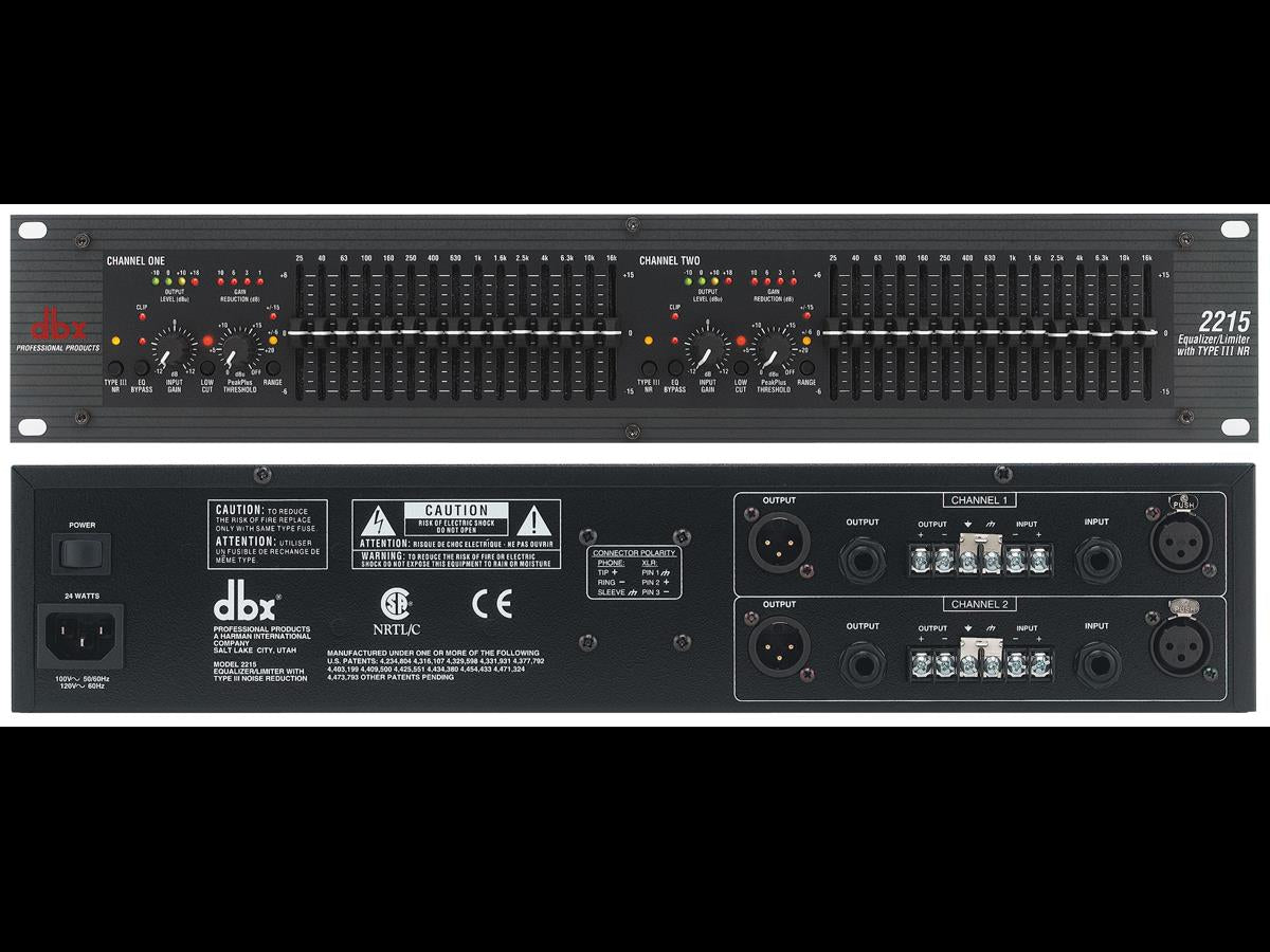 DBX 2215 Dual Channel 2/3 Octave Graphic Equalizer/Limiter