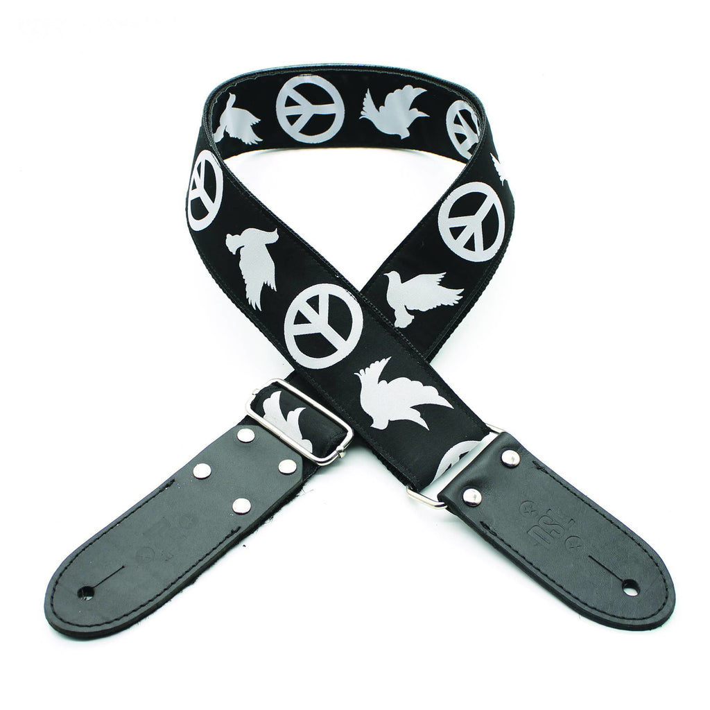 DSL Straps Weaving Series Jacquard Weaving Guitar Strap 2in  - Peace Black