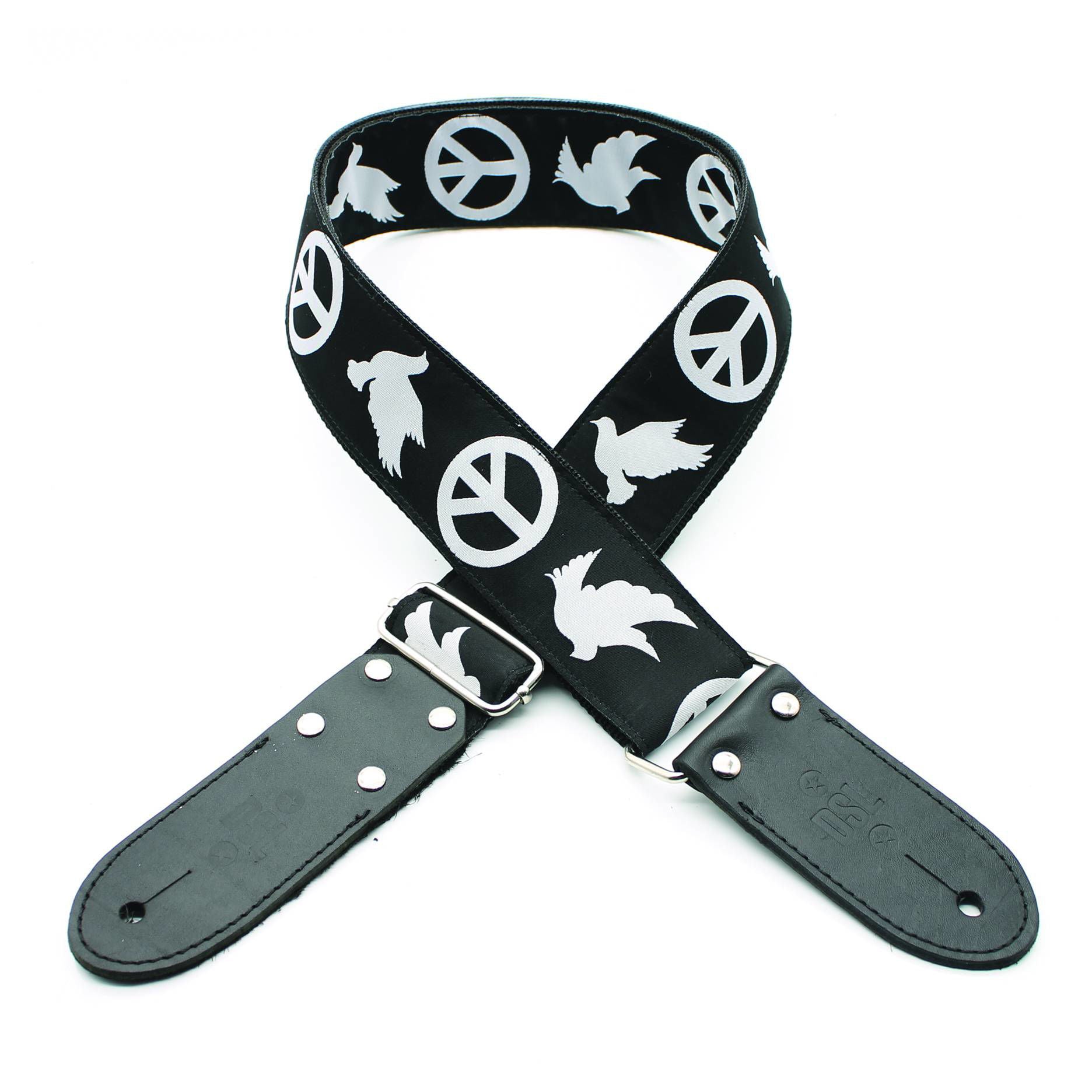DSL Straps Weaving Series Jacquard Weaving Guitar Strap 2in  - Peace Black