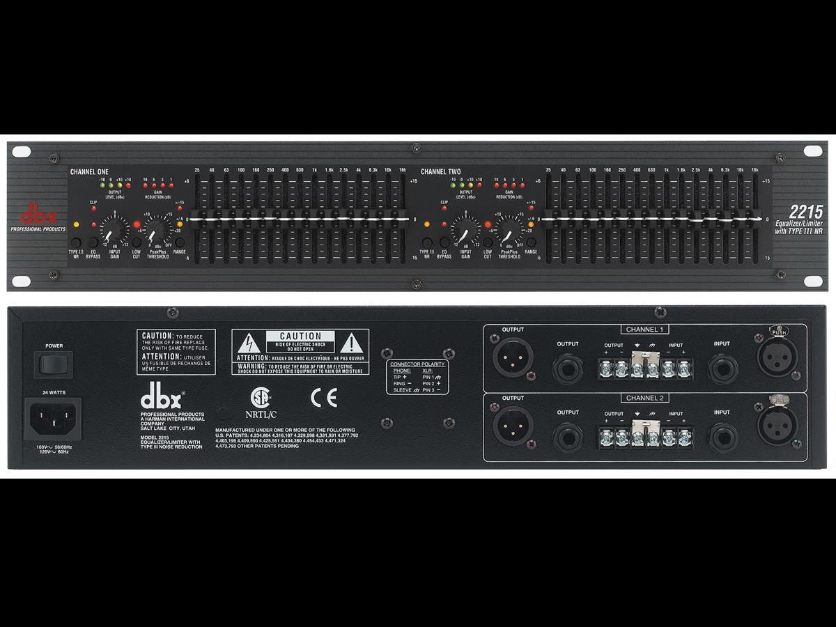 DBX 2215 Dual Channel 2/3 Octave Graphic Equalizer/Limiter