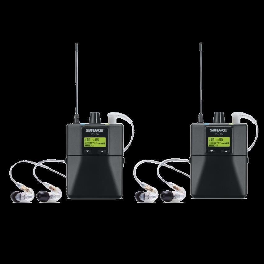 PSM300 Twin Wireless System 630-654 MHz; includes 2x P3R Bodypacks & 2x SE215-CL