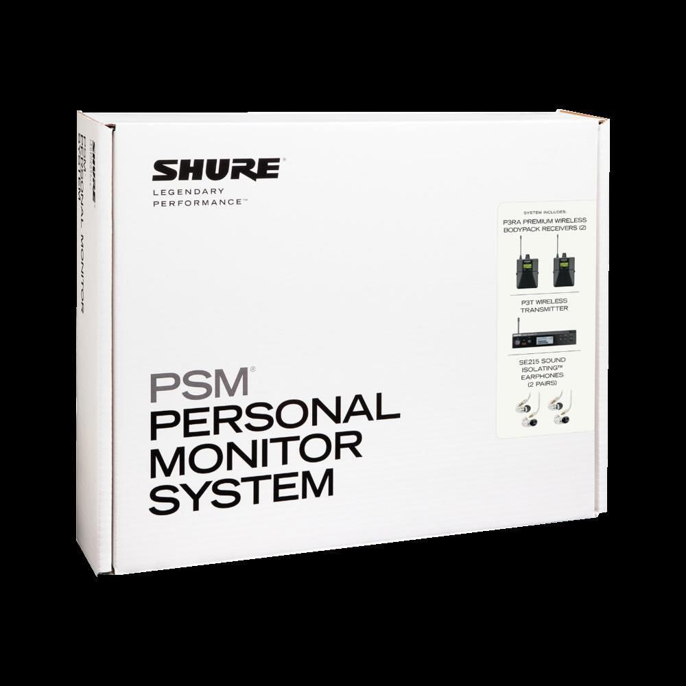 PSM300 Twin Wireless System 630-654 MHz; includes 2x P3R Bodypacks & 2x SE215-CL