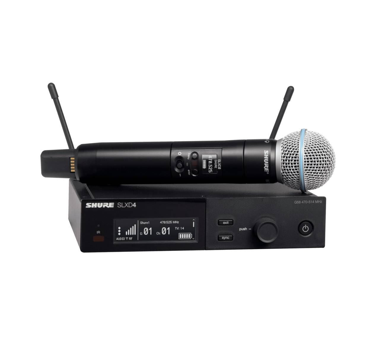 Shure SLX-D System with SLXD2/Beta58 Handheld Transmitter & SLXD4 Digital Wireless Receiver