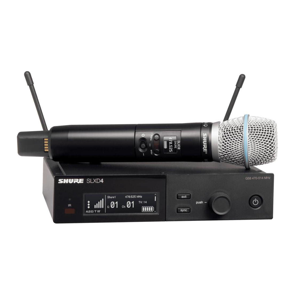 Shure SLX-D System SLXD2/Beta87A Handheld Transmitter and SLXD4 Digital Wireless Receiver
