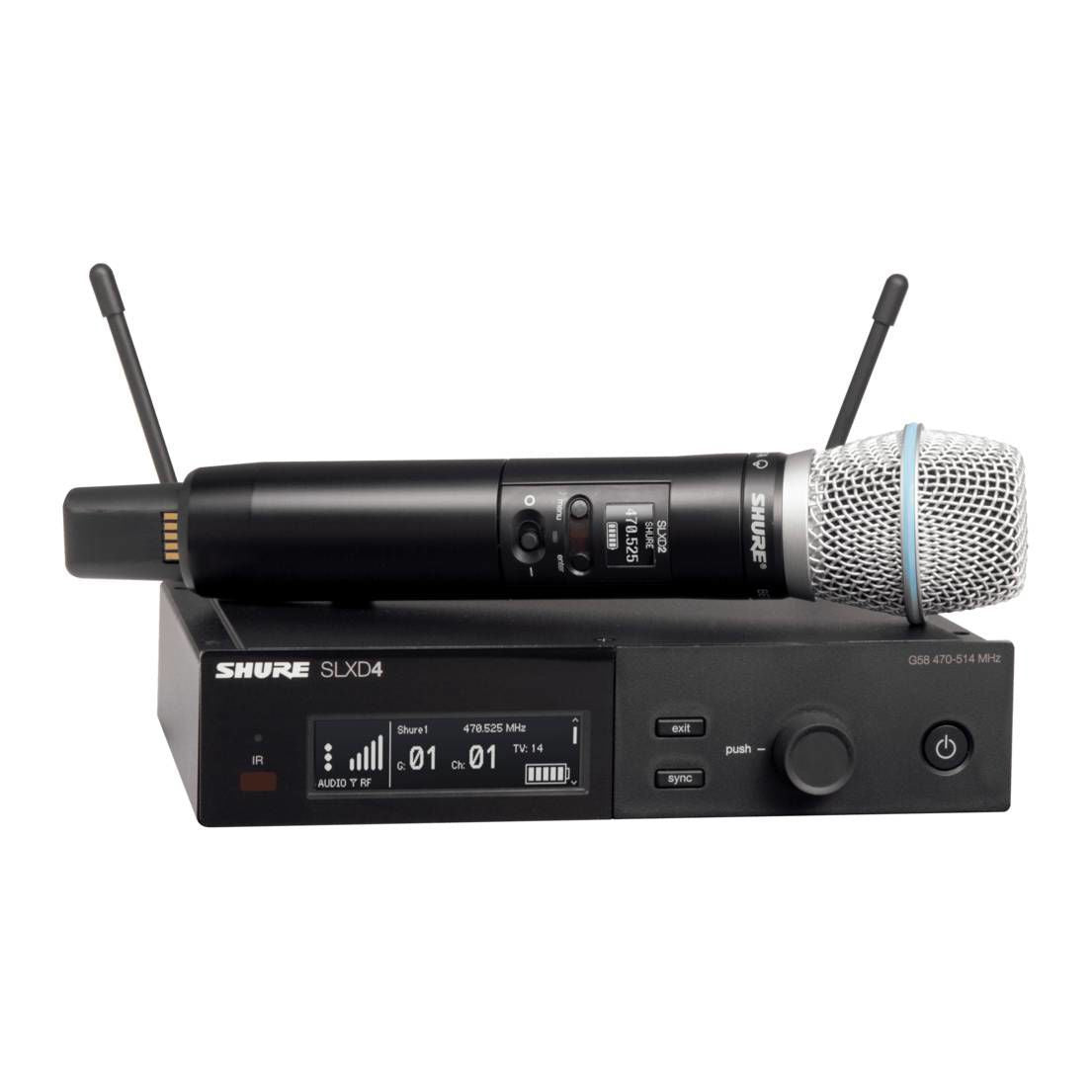 Shure SLX-D System SLXD2/Beta87A Handheld Transmitter and SLXD4 Digital Wireless Receiver