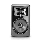 JBL LSR308MKII 8-inch 2-way studio monitor speaker showing front view with grille and control panel for professional audio monitoring.