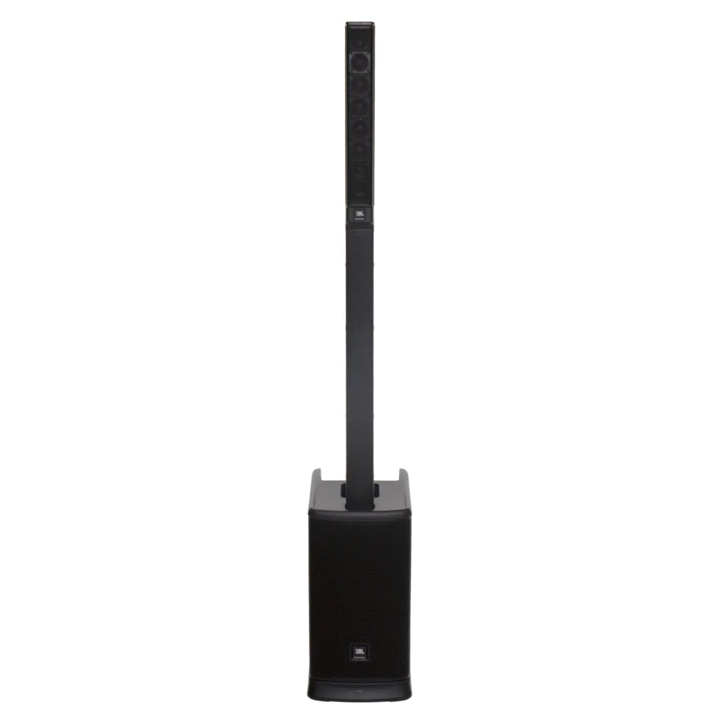 JBL EON ONE MKII linear array PA system with a 6-channel mixer, compact column speaker for professional sound reinforcement.