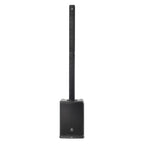 JBL PRX ONE powered column PA speaker with built-in mixer and DSP, featuring sleek vertical design and multiple connection options.