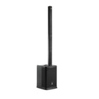 JBL PRX ONE powered column PA system with integrated mixer and DSP, featuring sleek tall black speaker with control panel.