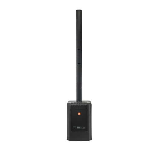 JBL PRX ONE powered column PA system with integrated mixer and DSP, featuring sleek design and multiple speaker components.