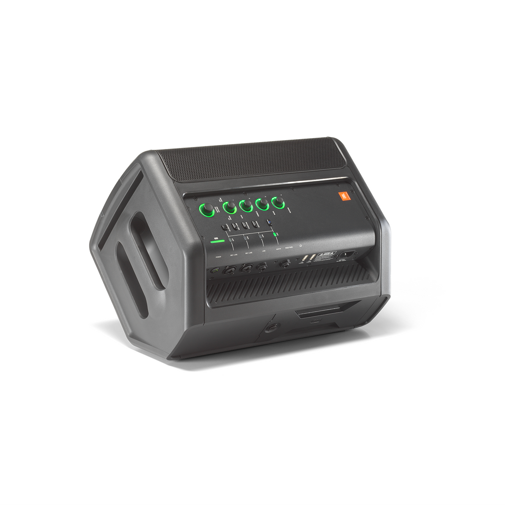 JBL EON One Compact battery-powered PA speaker with built-in handles and control panel, ideal for portable sound reinforcement.