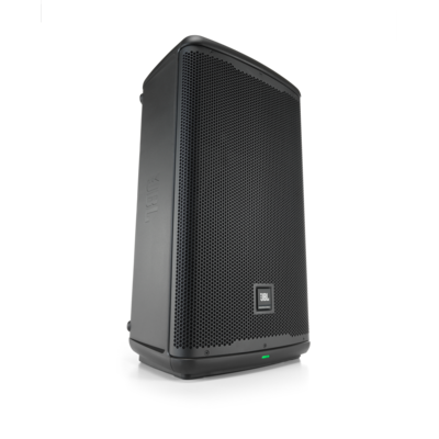 JBL EON712 1300W 12-inch powered speaker with handle and control panel, suitable for professional audio setups.