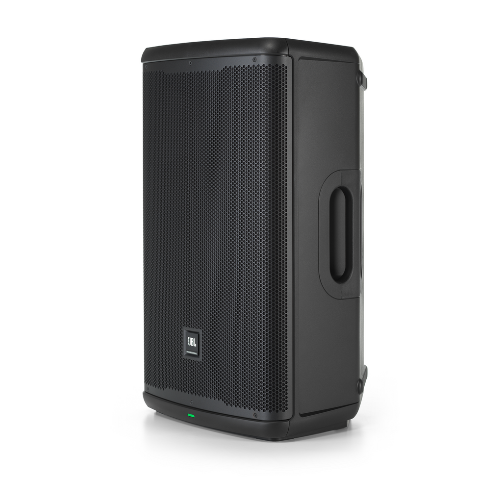 JBL EON715 15-inch powered speaker with Bluetooth, 1300W audio output, professional sound system for live or DJ use.