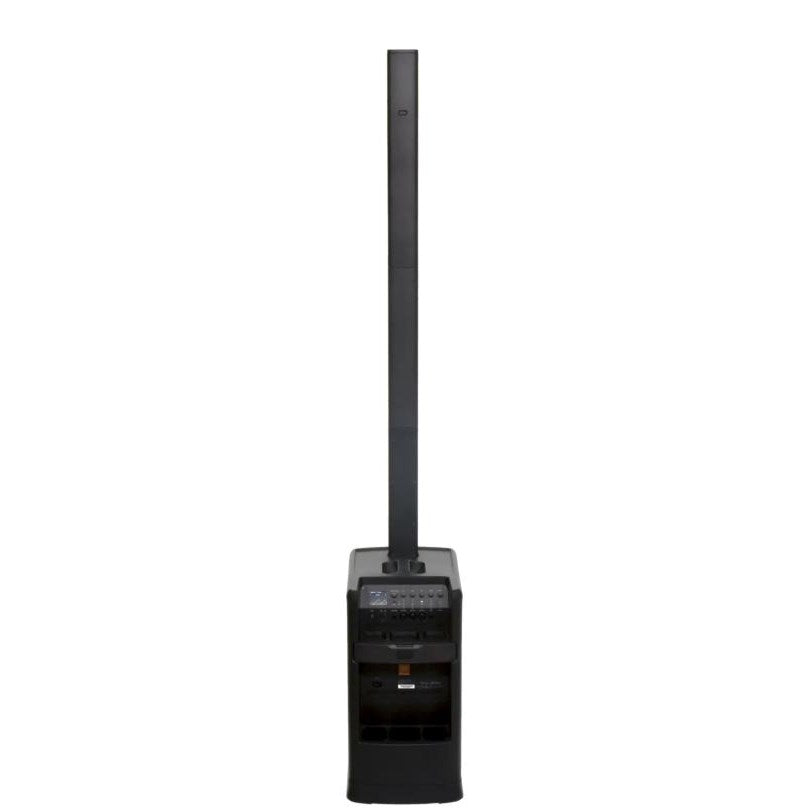 JBL EON ONE MKII linear array PA system with 6-channel mixer and column speaker design, professional audio equipment.