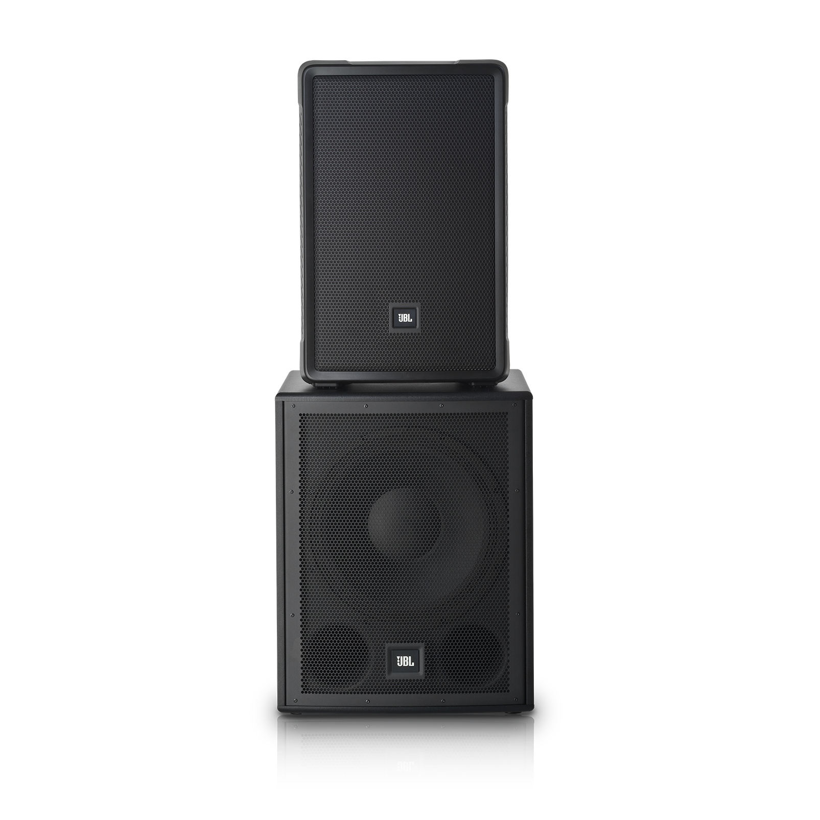 JBL IRX 12-inch powered portable PA speaker with Bluetooth, showing the speaker with control panel and handle for easy transport.