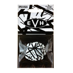Six EVH Jim Dunlop Eruption Max-Grip .60mm guitar picks arranged in a pack, showcasing their size and grip texture.