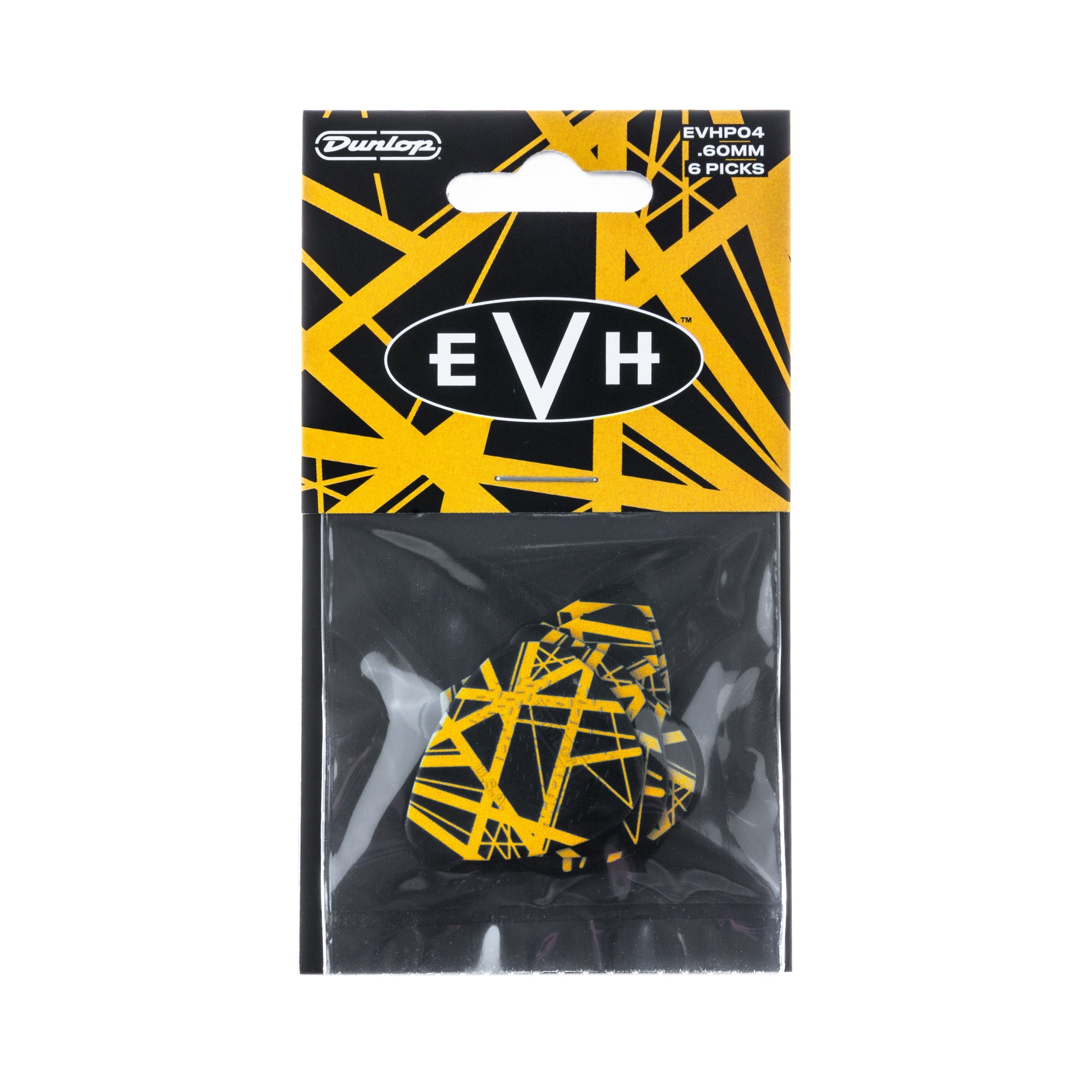 Jim Dunlop EVH Bumblebee Max-Grip .60Mm Guitar Pick Pack Of 6