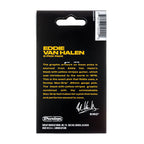 Six EVH Jim Dunlop Bumblebee Max-Grip .60mm guitar picks displayed in a pack, featuring yellow and black design with textured grip.