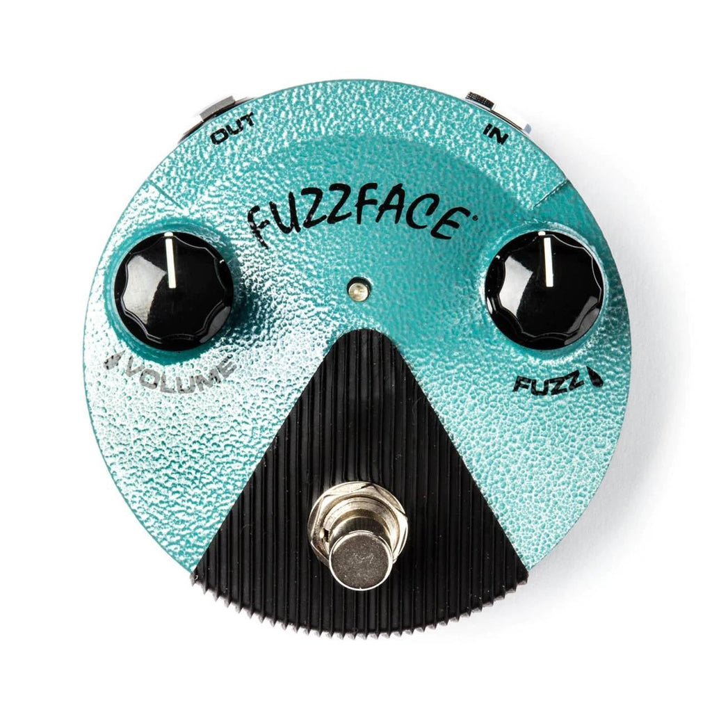 Jim Dunlop JFFM3 Jimi Hendrix Fuzz Face Mini distortion effects pedal with footswitch and control knobs, compact guitar effects pedal.