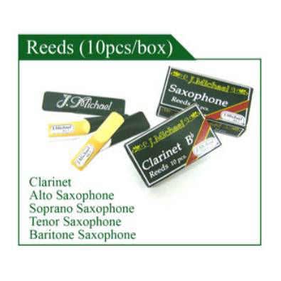 Box of 10 J. Michael Tenor Saxophone 2.0 reeds for brass and woodwind instruments, ideal for saxophonists.