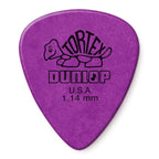 Jim Dunlop Tortex JP114 guitar pick pack with 12 medium 1.14mm picks in a display bag, showing durable, textured Tortex surface.