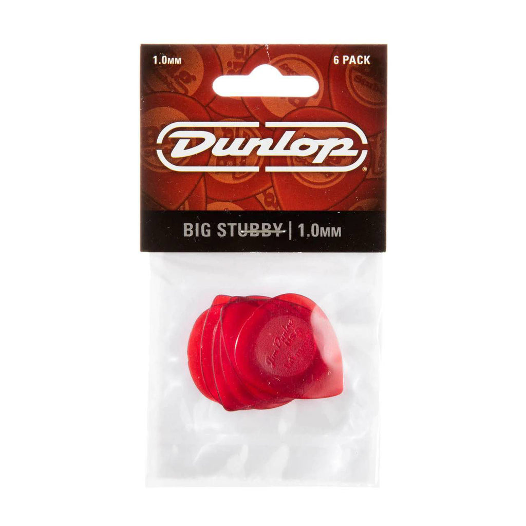 Jim Dunlop JP310 1.0 Big Stubby guitar picks in a pack, featuring six durable Dunlop picks with bold, chunky design for players.