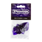 Jim Dunlop JP330 Big Stubby Guitar Picks, 3.0mm, in a pack of six, shown in the image with their distinctive shape and size.