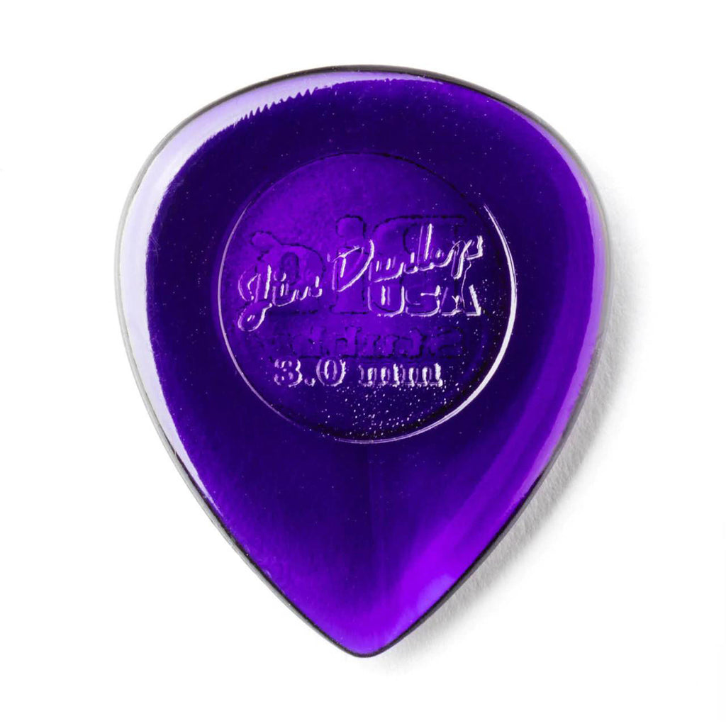 Set of six Jim Dunlop JP330 3.0 Big Stubby guitar picks, featuring durable plastic construction for enhanced playing comfort.