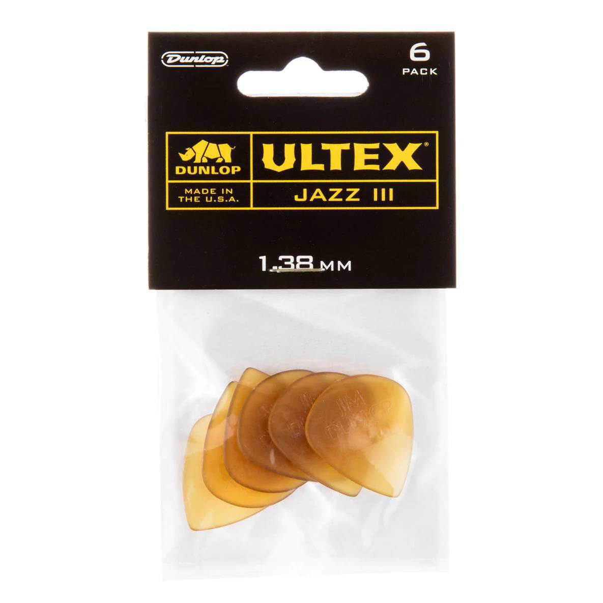 Jim Dunlop JP438 Ultex Jazz III Players Pack Guitar Pick - 6 Pack - 1.38 mm