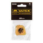 Six Jim Dunlop JP488 Ultex Standards guitar picks in a pack, with a clear view of the picks' shape and Dunlop branding.