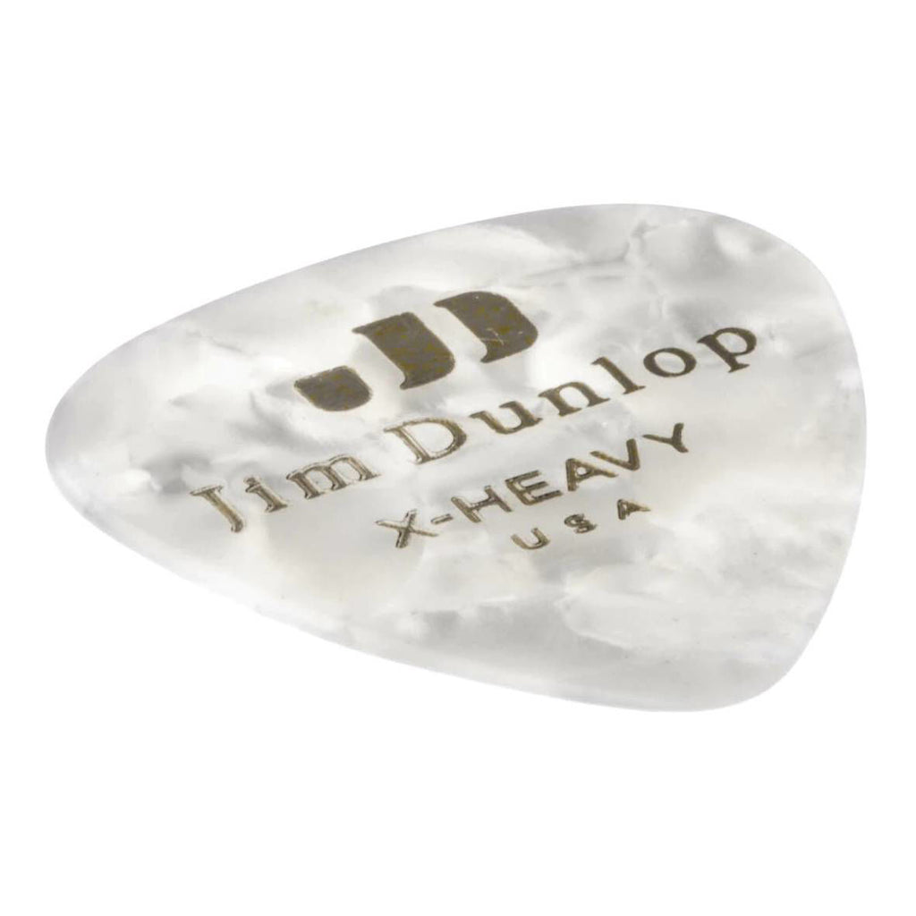 Jim Dunlop Celluloid White Pearl Extra Heavy Guitar Pick Player Pack - 12 pack