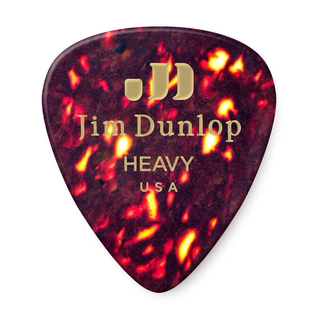 Jim Dunlop JP4H Celluloid Shell heavy guitar pick pack showing 12 classic guitar picks with a smooth shell finish.