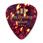 Jim Dunlop JP4M Celluloid Shell Medium Guitar Picks, set of 12, showcasing classic design and medium thickness for comfortable play.