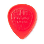 Jim Dunlop JP510 1.0 mm stubby guitar picks from the Players Pack, shown in a pack of six, with a focus on the picks' shape and branding.
