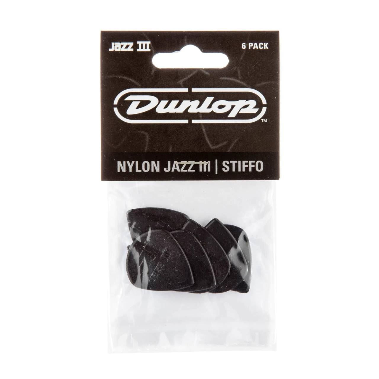 Jim Dunlop JP5BS Nylon Jazz III Stiffo Players Pick Pack (6 in a Display Bag)