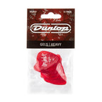 Set of 12 Jim Dunlop JP6H Gels Heavy Players Pack guitar picks, showing translucent yellow picks with textured grip surfaces.