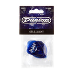 Set of 12 Jim Dunlop JP6L Gels Light guitar picks, black and white, designed for comfortable playing and precise strumming.