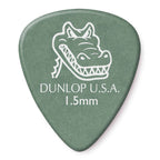 Set of 12 Jim Dunlop Gator Grip guitar picks in 1.5 mm thickness, featuring textured grip for comfortable playing.