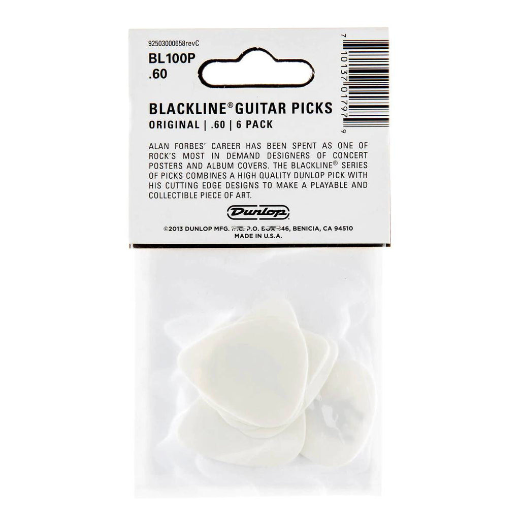 Jim Dunlop .60mm Blackline Guitar Pick Player Pack (6 in a pack)