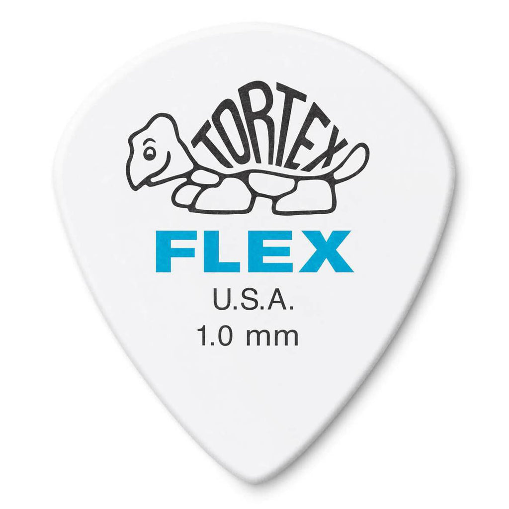 Jim Dunlop Tortex Flex 1.0 Jazz III guitar picks player pack featuring multiple blue picks with textured grips