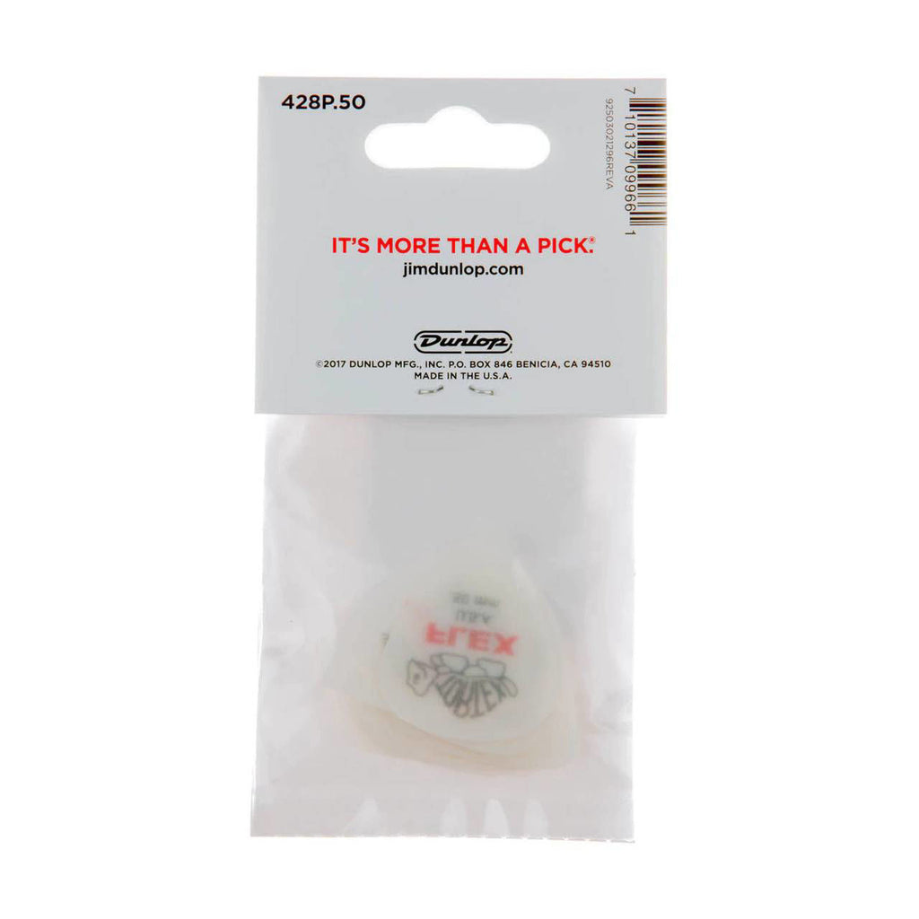 Dunlop Tortex Flex 60mm guitar picks, 12-pack, showing a close-up of the flexible plastic picks used for electric and acoustic guitars.