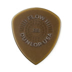 Six Jim Dunlop Flow Standard .88mm guitar picks in a pack, featuring the Dunlop logo and a smooth, rounded edge for versatile playing.