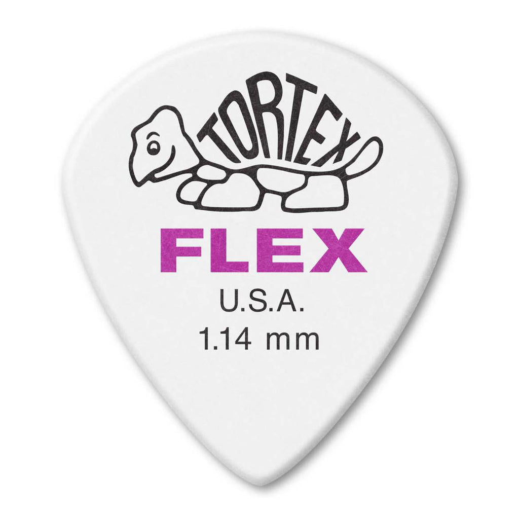 Set of 12 Dunlop Tortex Flex 1.14mm Jazz III XL guitar picks in a player pack, featuring bright orange picks for electric guitar.